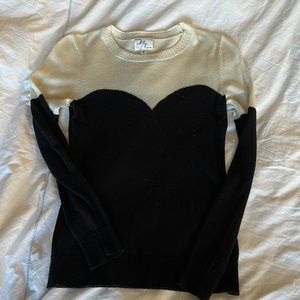 Milly cream and black sweater with sweetheart neckline size small